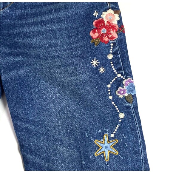Johnny Was The Flare Embroidered Jeans Womens 25 Multicolor Floral Celestial - Picture 9 of 16